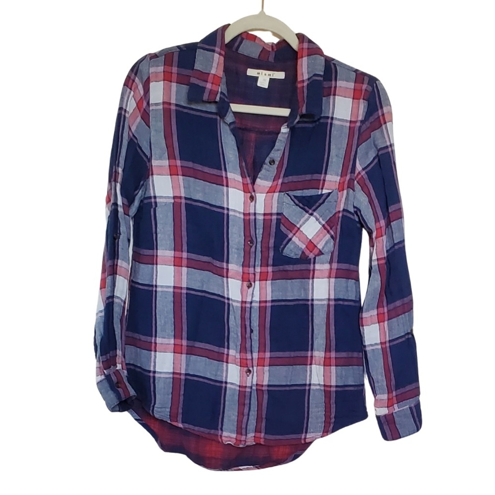 Francesca’s mi ami Cotton Plaid Button Up Shirt